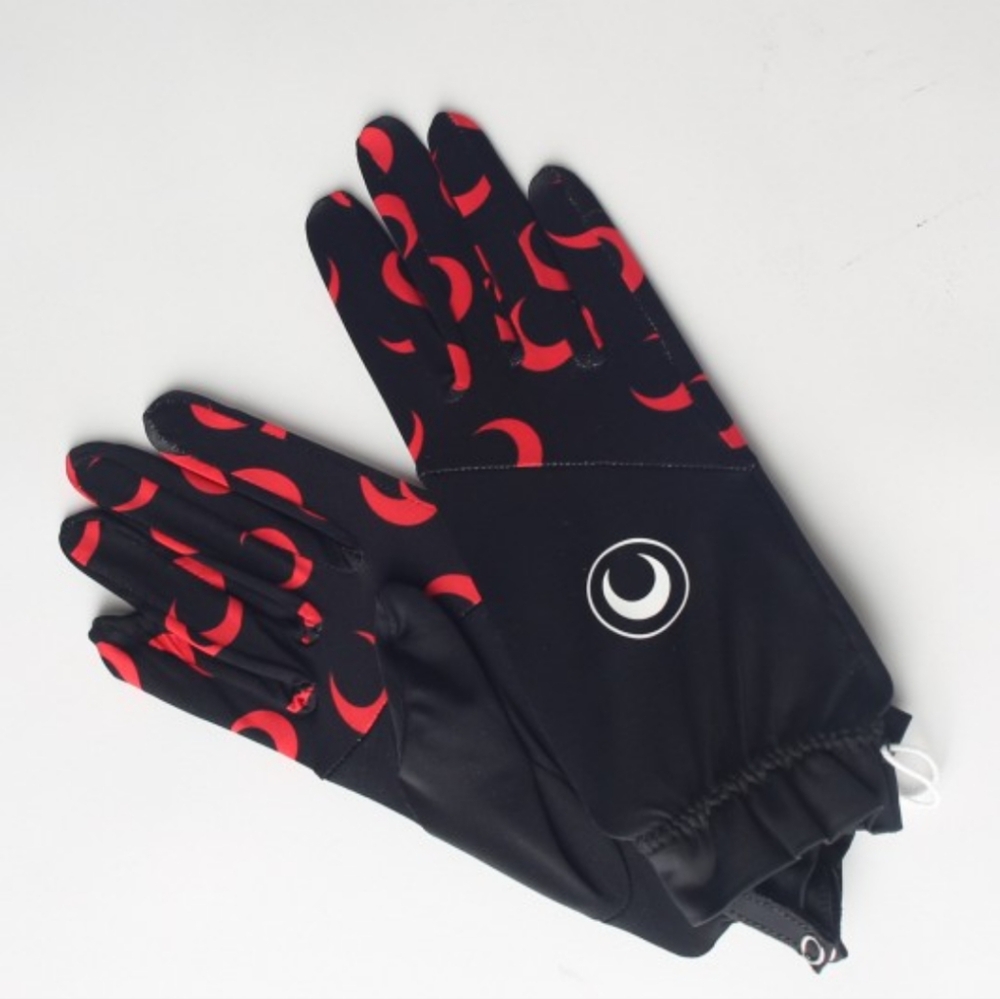 Marine Serre Color Block Moon Logo Print Gloves 'Black/Red' - Size Small